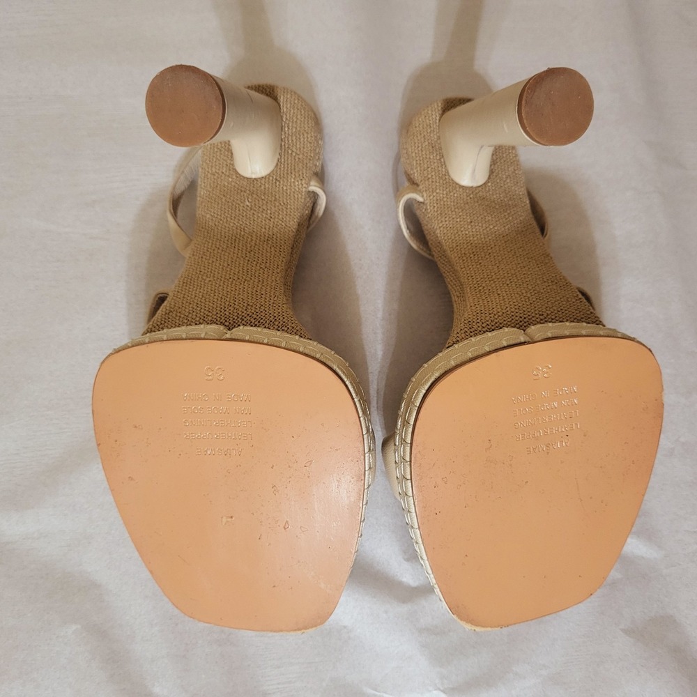 Alias Mae Ginny Square Toe Heel Cream EU 35 US 4.5 -5 Leather Upper Neutral - Picture 9 of 11